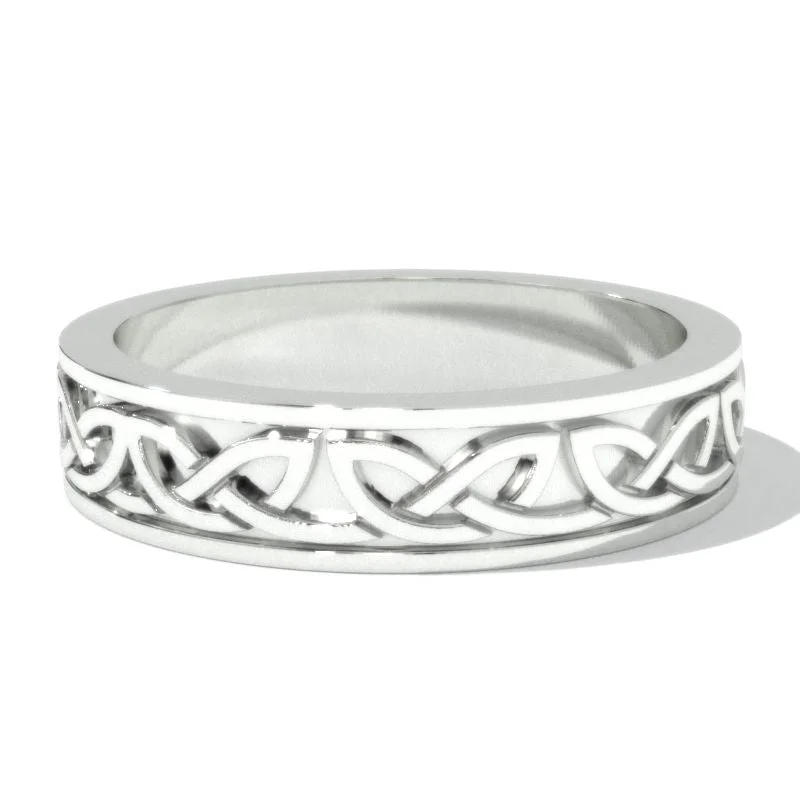 Men's stainless - steel promise rings with a matte finish14K White Gold Celtic Engagement Rings Men's stainless - steel promise rings with a matte finish14K White Gold Celtic Engagement Rings