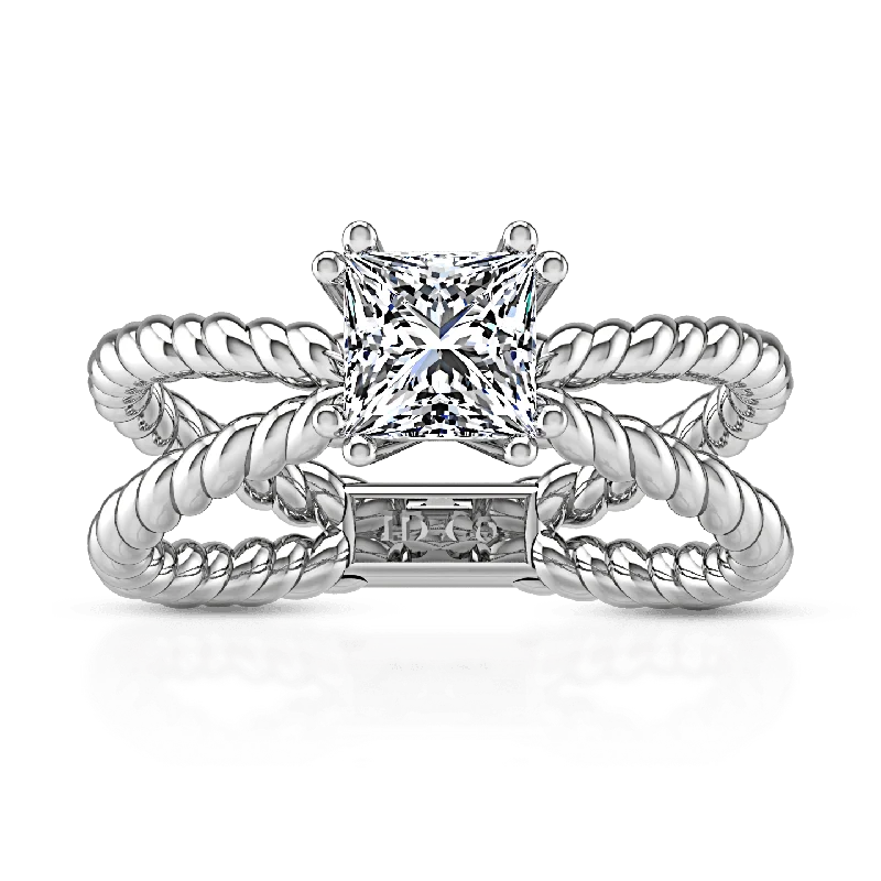 Diamond - Encrusted Women's Rings for Special Occasions in 18K GoldSolitaire Princess Cut Diamond Engagement Ring Infinity 14K White Gold Diamond - Encrusted Women's Rings for Special Occasions in 18K GoldSolitaire Princess Cut Diamond Engagement Ring Infinity 14K White Gold