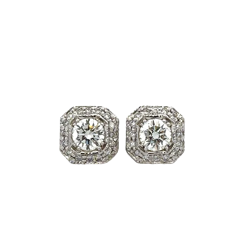 Round - cut diamond engagement ring with a twisted band design in 14K white goldGeometric Diamond Stud Earrings in White Gold Round - cut diamond engagement ring with a twisted band design in 14K white goldGeometric Diamond Stud Earrings in White Gold