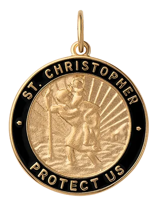 Women's Rings with Hidden Compartments for Secret KeepsakesSaint Christopher Surf Pendant w/Enamel, Gold Vermeil