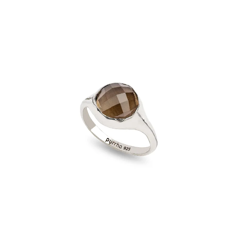 Enamel - Coated Women's Rings in Bright, Bold ColorsSmoky Quartz Large Faceted Stone Set Signet Ring Enamel - Coated Women's Rings in Bright, Bold ColorsSmoky Quartz Large Faceted Stone Set Signet Ring