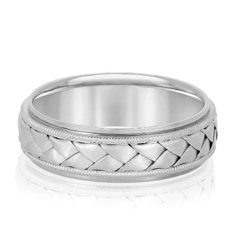 Men's sports - team logo rings for fansHand Braided Milgrain Edges Men's Wedding Band Men's sports - team logo rings for fansHand Braided Milgrain Edges Men's Wedding Band