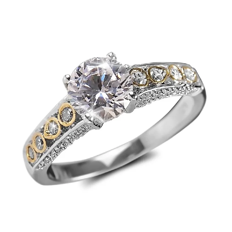 Engagement - Inspired Women's Rings with a Halo of Small DiamondsRomana Ring