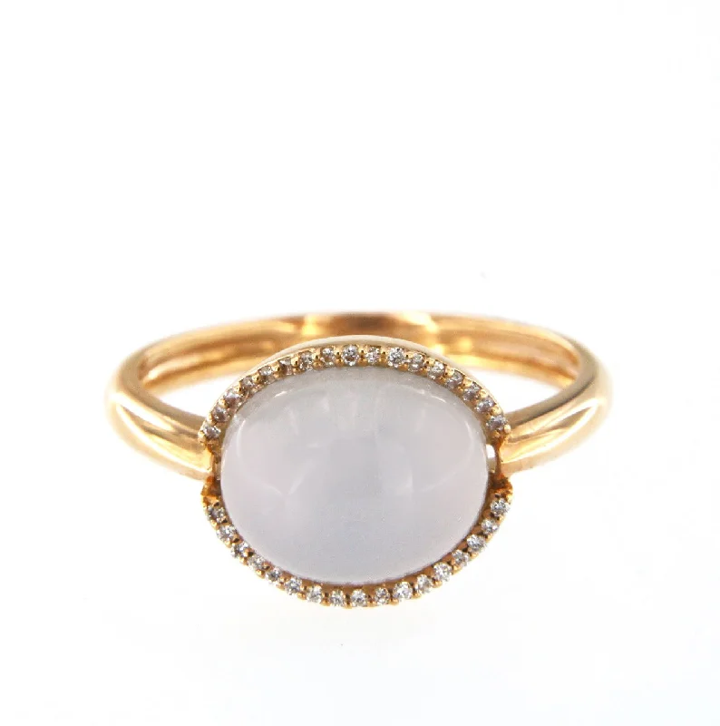 Stackable Gemstone Rings for Women in Amethyst, Sapphire, and EmeraldCabouchon 18K Rose Gold w. Diamonds & Chalcedony