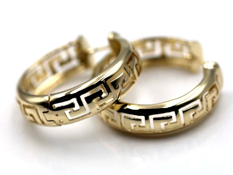 Oval hoop earringsKaedesigns, Genuine Heavy 14k 14ct Yellow Gold Large  Fancy Greek Key Thick Hoop Earrings