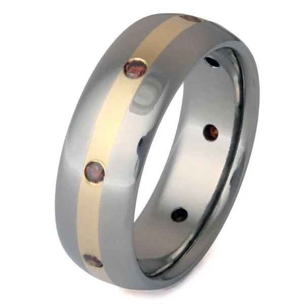 Titanium Rings with a Braided Metal Design for a Handmade FeelTitanium Cognac Diamond Ring s8 Titanium Rings with a Braided Metal Design for a Handmade FeelTitanium Cognac Diamond Ring s8