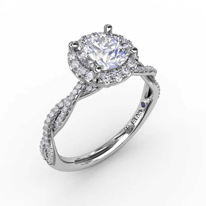 Men's Aquamarine Engagement Rings in 9K Gold with a Bezel - Set StoneClassic Round Diamond Halo Engagement Ring With Twist Diamond Band