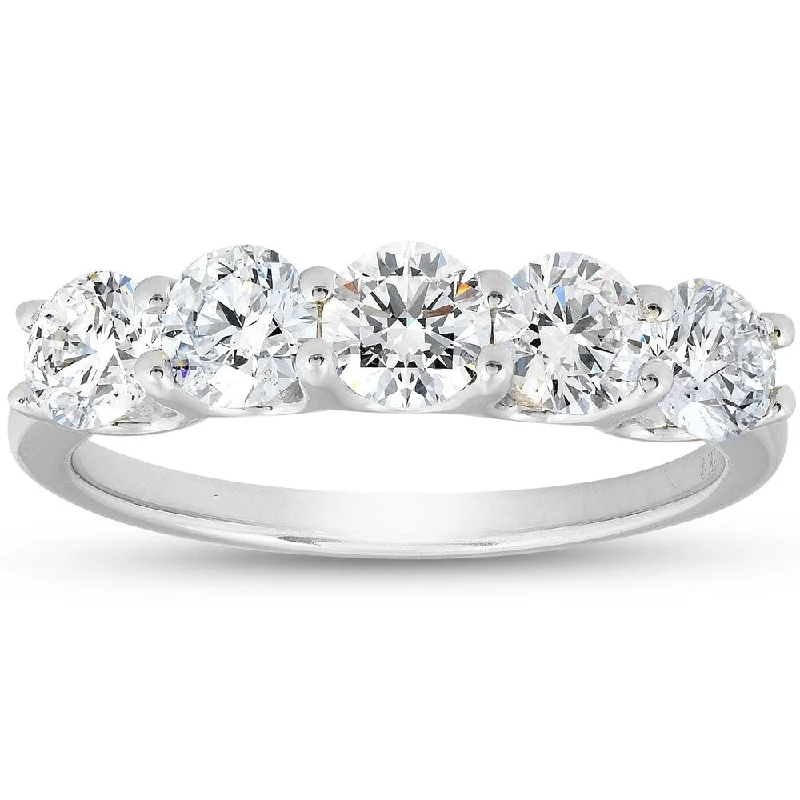 Tennis - Style Women's Diamond Rings with a Continuous Row of Diamonds for a Classic and Versatile Look1 1/4 Ct EX3 Lab Grown Diamond Five Stone Wedding Ring 14k White Gold U Prong