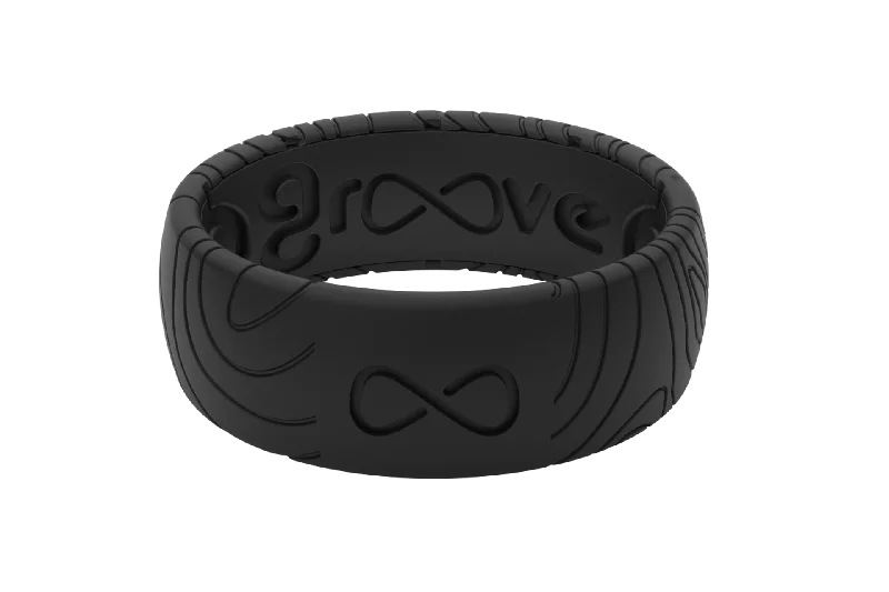 Men's spinning rings for fidget - friendly use3D Topo Midnight Black Ring