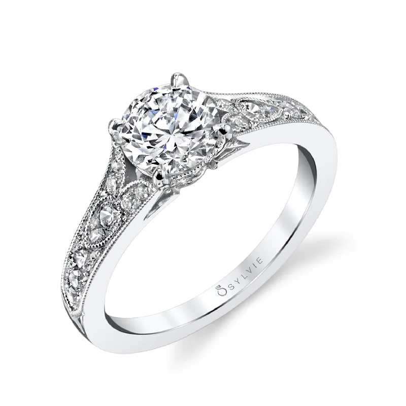Men's Tanzanite Engagement Rings in Palladium with a Three - Stone ArrangementSylvie Collection 14K Round Engagement Ring Setting .30tw Men's Tanzanite Engagement Rings in Palladium with a Three - Stone ArrangementSylvie Collection 14K Round Engagement Ring Setting .30tw