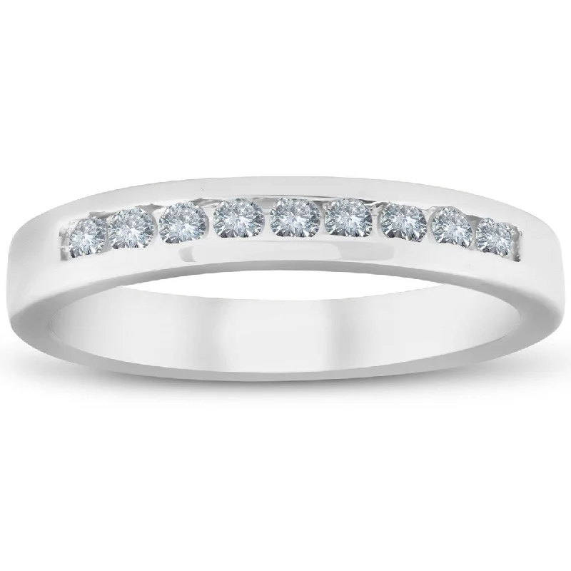 Women's Diamond Rings with Sapphire Accents in Blue for a Colorful and Sophisticated Touch1/4ct Diamond Wedding 14k White Gold Stackable Channel Set Ring High Polished Women's Diamond Rings with Sapphire Accents in Blue for a Colorful and Sophisticated Touch1/4ct Diamond Wedding 14k White Gold Stackable Channel Set Ring High Polished