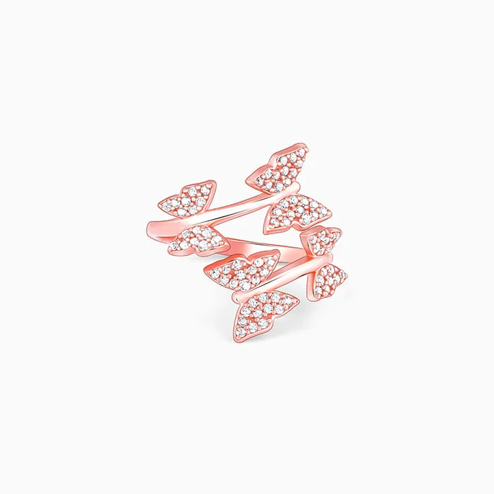 Diamond - Encrusted Women's Rings for Special Occasions in 18K GoldRose Gold Fluttering Ring