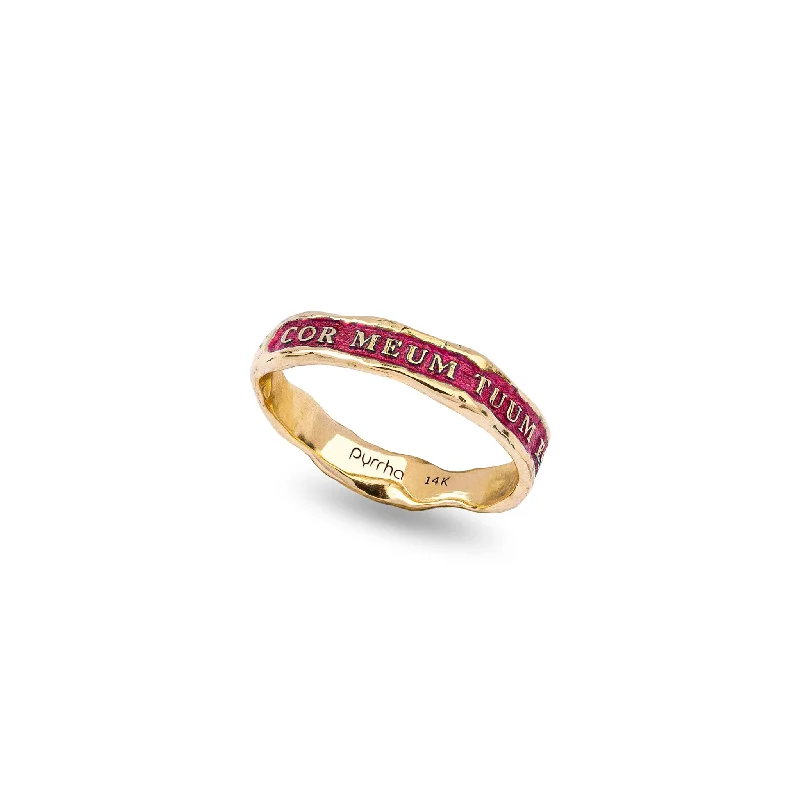 Stackable Gemstone Rings for Women in Amethyst, Sapphire, and EmeraldMy Heart Is Yours 14K Gold Narrow Texture Band Ring - True Colors Stackable Gemstone Rings for Women in Amethyst, Sapphire, and EmeraldMy Heart Is Yours 14K Gold Narrow Texture Band Ring - True Colors