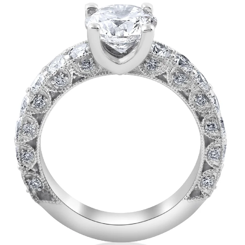Women's Diamond Rings with Side - Stone Pave Setting for a Sparkling and Continuous ShineCertified 5Ct Diamond Heirloom Engagement Ring White Gold Lab Grown
