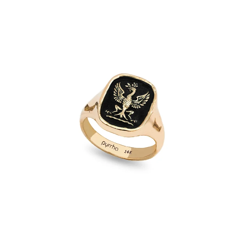 Engagement - Inspired Women's Rings with a Halo of Small DiamondsFollow Your Dreams 14K Gold Signet Ring