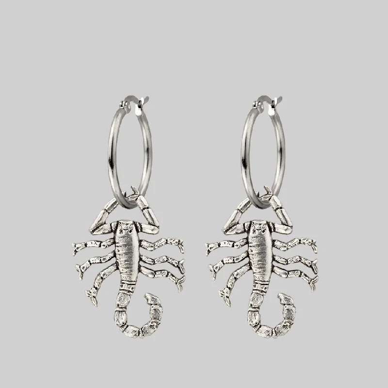 Small hoop earringsNOXIOUS. Scorpion Hoop Earrings - Silver