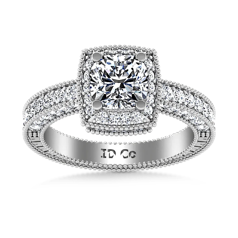 Tennis - Style Women's Rings with a Row of Round Diamonds in PlatinumRound Diamond Halo Engagement Ring Danica 14K White Gold Tennis - Style Women's Rings with a Row of Round Diamonds in PlatinumRound Diamond Halo Engagement Ring Danica 14K White Gold
