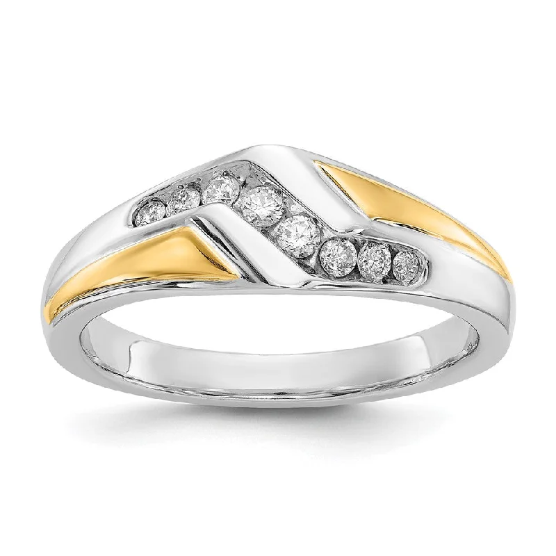 Men's stackable rings for a layered look14k Two-tone Gold Diamond Mens Ring