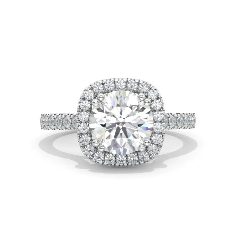 Men's Aquamarine Engagement Rings in 9K Gold with a Bezel - Set Stone2 Carat Moissanite Round Cut Halo White Gold Engagement Ring Men's Aquamarine Engagement Rings in 9K Gold with a Bezel - Set Stone2 Carat Moissanite Round Cut Halo White Gold Engagement Ring