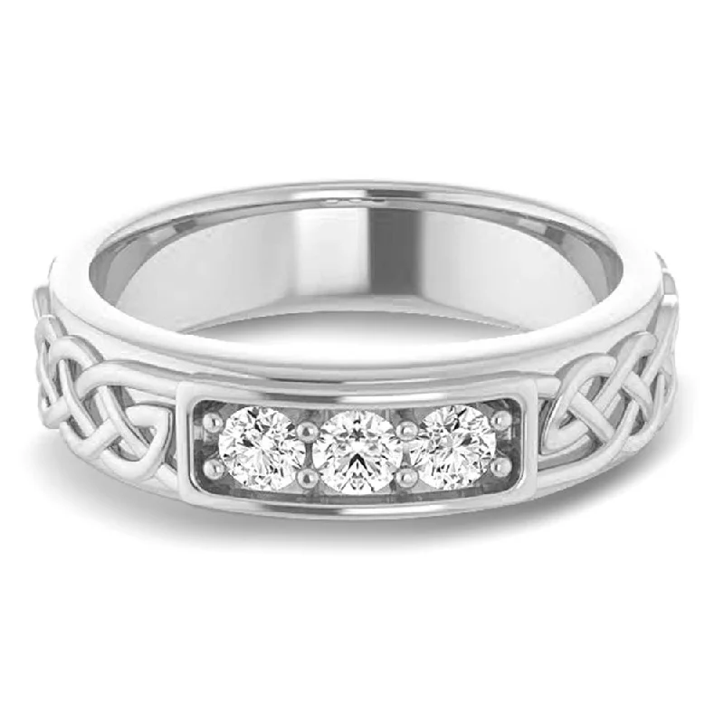 Men's tribal - print rings for a unique aestheticCeltic Knot Design 0.30 ctw Round Diamond Men's Ring