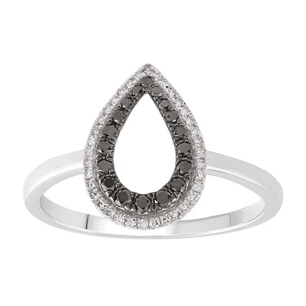 Channel - Set Women's Diamond Rings with Diamonds Securely Held in a Metal Groove for Durability9ct White Gold Black And White Diamond Ring Channel - Set Women's Diamond Rings with Diamonds Securely Held in a Metal Groove for Durability9ct White Gold Black And White Diamond Ring