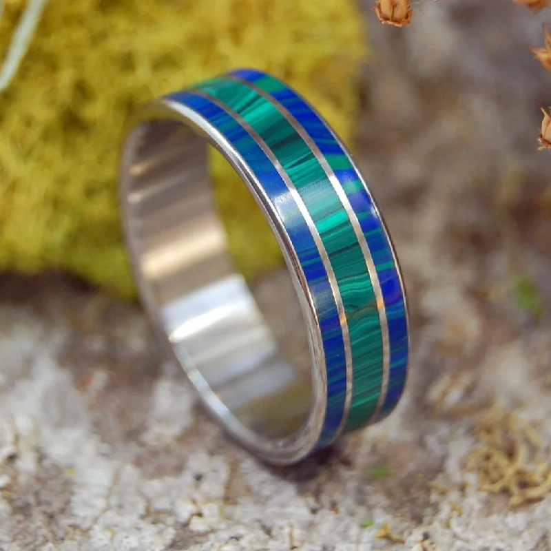 Men's hematite - ring for a metallic gray lusterTwin Spires | Men's Malachite Stone & Titanium Wedding Ring