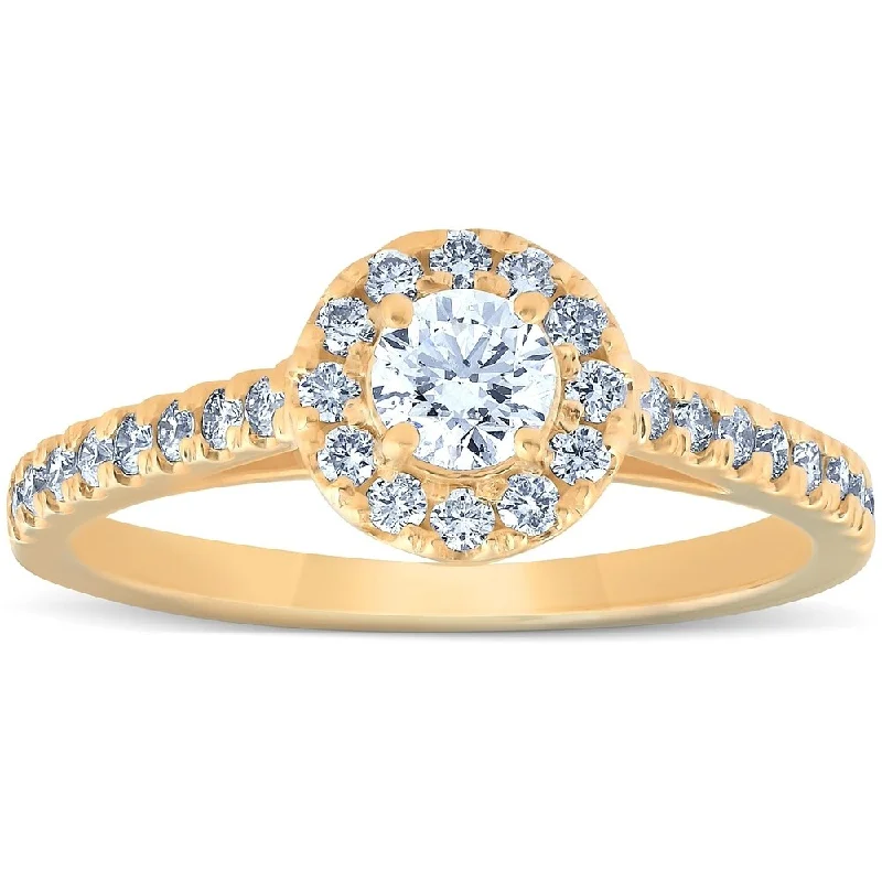 Adjustable Women's Diamond Rings with a Flexible Band for a Comfortable and Custom Fit3/4 Ct Halo Round Diamond Engagement Halo Ring 10k Yellow Gold Adjustable Women's Diamond Rings with a Flexible Band for a Comfortable and Custom Fit3/4 Ct Halo Round Diamond Engagement Halo Ring 10k Yellow Gold