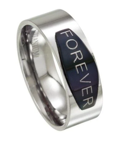 Men's cross - shaped rings for a religious statementForever Men's Ring in Polished Titanium | 8mm Men's cross - shaped rings for a religious statementForever Men's Ring in Polished Titanium | 8mm