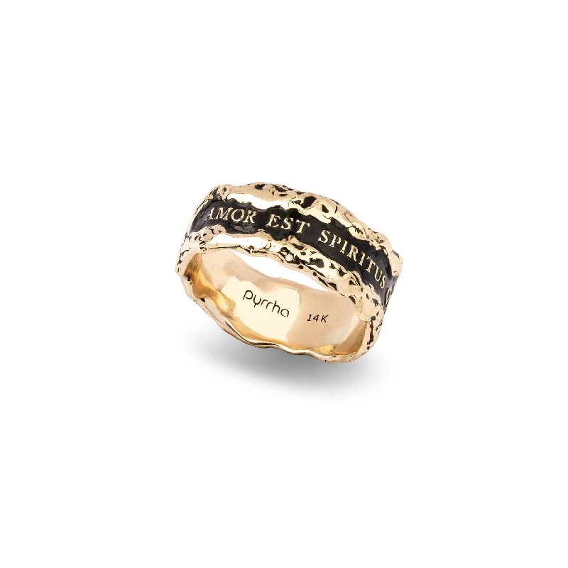 Diamond - Encrusted Women's Rings for Special Occasions in 18K GoldLove Is the Breath that Sustains Us Wide 14K Gold Textured Band Ring Diamond - Encrusted Women's Rings for Special Occasions in 18K GoldLove Is the Breath that Sustains Us Wide 14K Gold Textured Band Ring