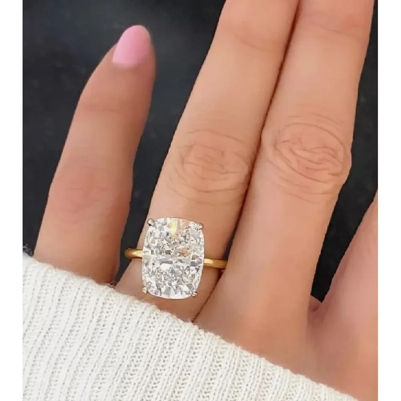 Princess - Cut Women's Diamond Rings in White Gold with a High - Clarity Diamond for a Modern LookCertified 11CT Cushion Solitaire Diamond Engagement Ring Gold Lab Grown Princess - Cut Women's Diamond Rings in White Gold with a High - Clarity Diamond for a Modern LookCertified 11CT Cushion Solitaire Diamond Engagement Ring Gold Lab Grown