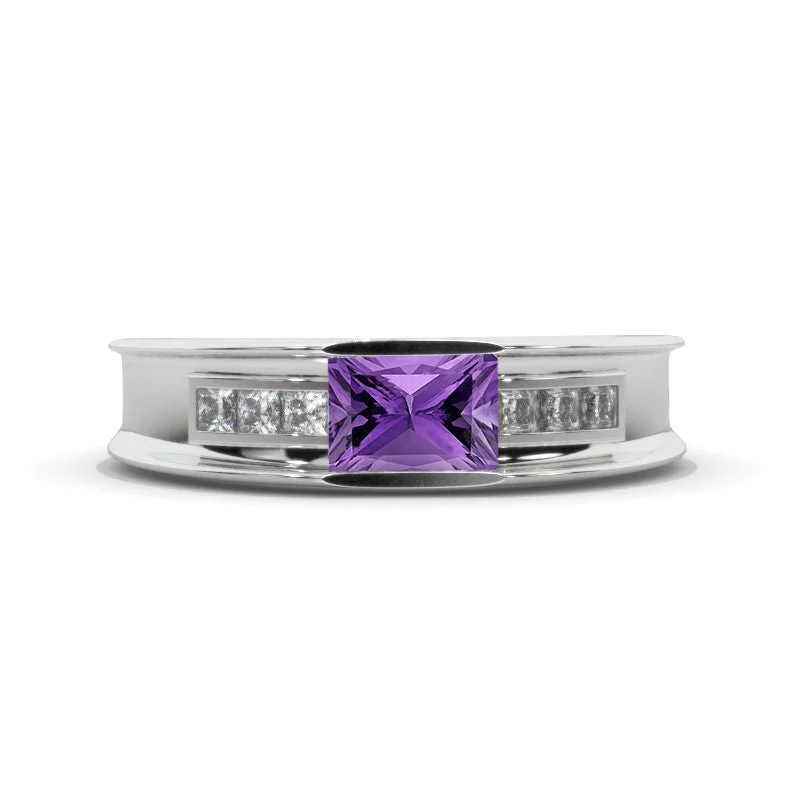 Men's infinity - symbol rings for a romantic meaning2 Carat Emerald Cut Natural Amethyst Men's  Gold  Ring