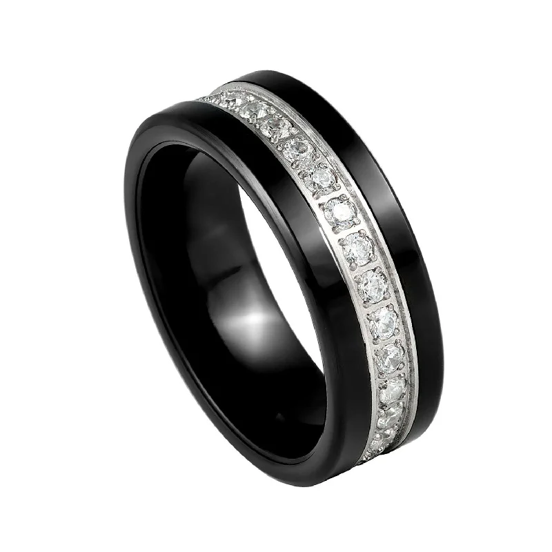 Women's Rings with Hidden Compartments for Secret Keepsakes8mm Black Tungsten Carbide Wedding Ring with Cubic Zircon Diamonds Women's Rings with Hidden Compartments for Secret Keepsakes8mm Black Tungsten Carbide Wedding Ring with Cubic Zircon Diamonds