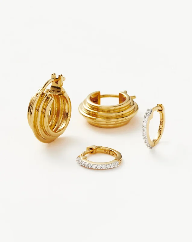 Small hoop earringsClassic Ridge Mini Hoop Earring Set | 18ct Gold Vermeil