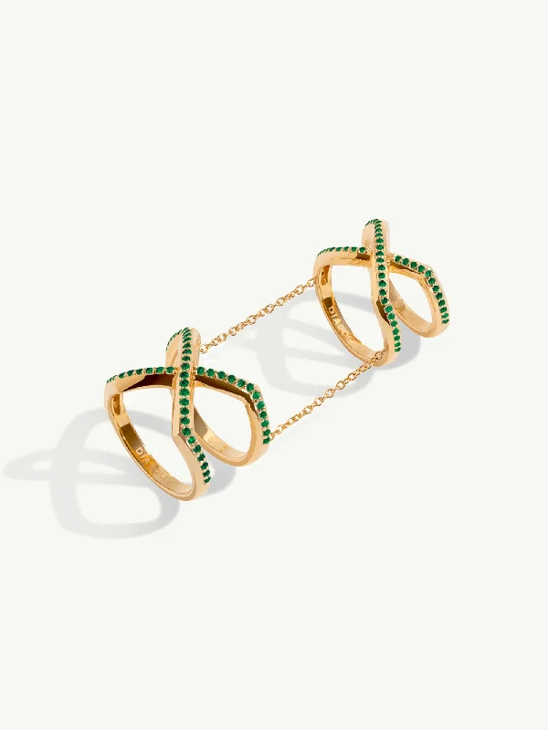 Art Deco - Inspired Women's Rings with Geometric Shapes in 14K GoldExquis Gemini Pavé Tsavorite Garnet Infinity Ring In 18K Yellow Gold Art Deco - Inspired Women's Rings with Geometric Shapes in 14K GoldExquis Gemini Pavé Tsavorite Garnet Infinity Ring In 18K Yellow Gold