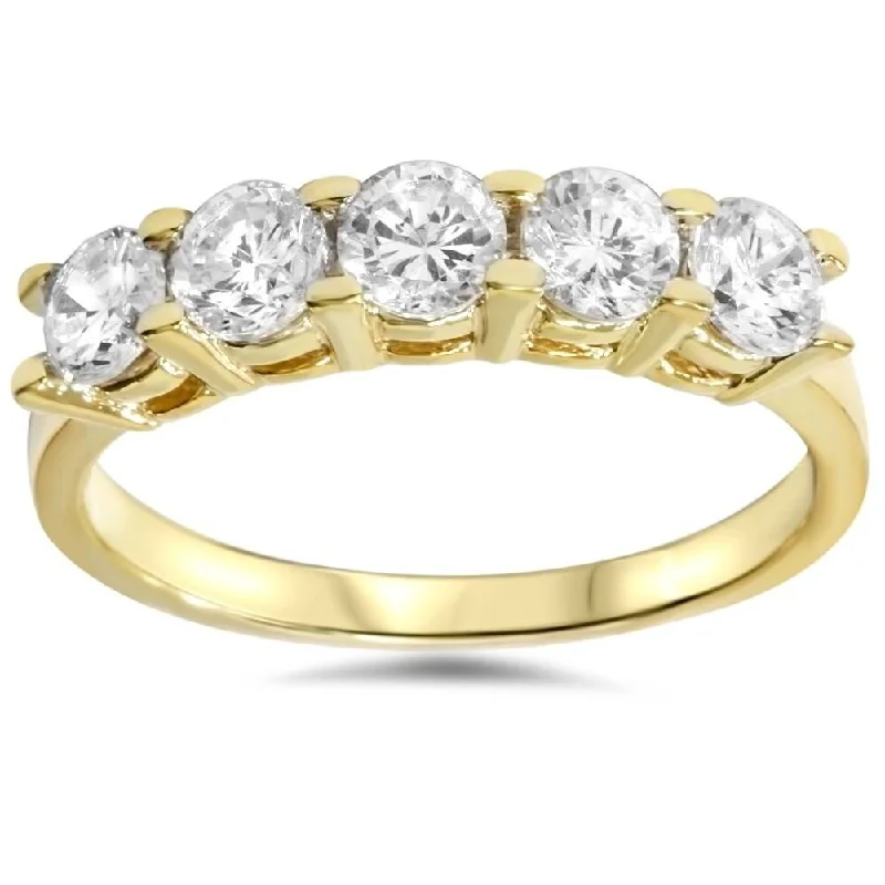 Women's Diamond Rings with Amethyst and Diamond Combinations for a Purple - Hued ElegancePompeii3 14k Yellow 1 1 /4ct TDW Diamond Wedding Ring Five Stone Womens Anniversary Band Women's Diamond Rings with Amethyst and Diamond Combinations for a Purple - Hued ElegancePompeii3 14k Yellow 1 1 /4ct TDW Diamond Wedding Ring Five Stone Womens Anniversary Band