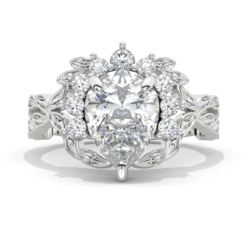 Men's Peridot Engagement Rings in 14K Gold - Filled Metal with a Micro - Pave Setting3 Carat Pear Moissanite Halo Floral Twig Engagement Ring 14K White Gold Ring Men's Peridot Engagement Rings in 14K Gold - Filled Metal with a Micro - Pave Setting3 Carat Pear Moissanite Halo Floral Twig Engagement Ring 14K White Gold Ring