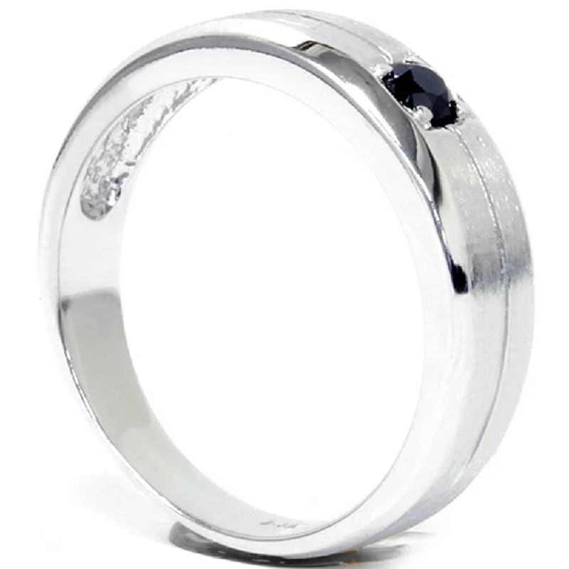 Vintage - Style Women's Diamond Rings with Floral - Engraved Bands and Multiple Diamond Accents1/4ct Mens Black Diamond Solitaire Ring White Gold
