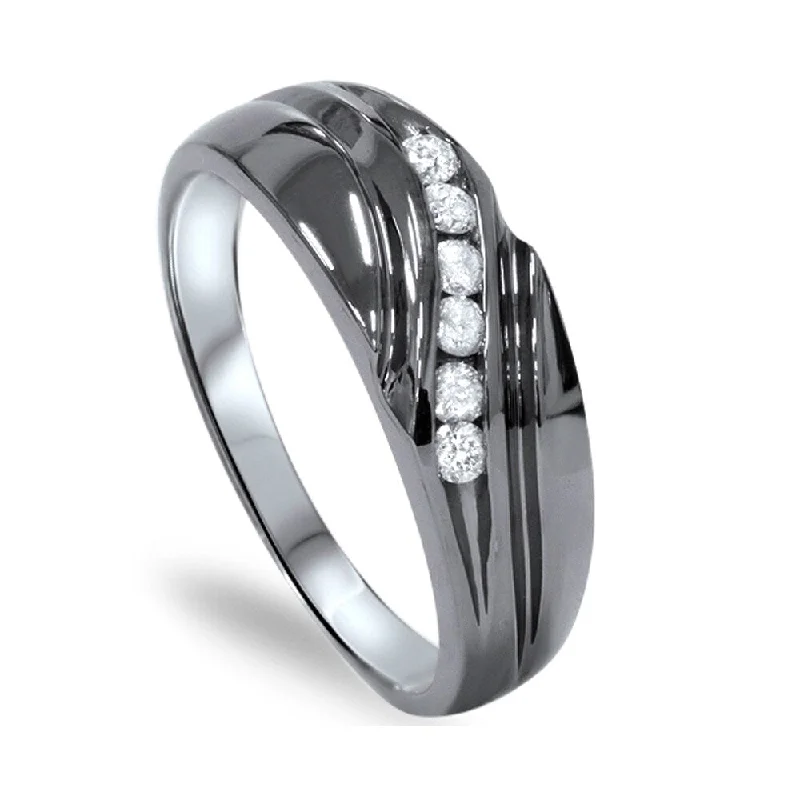 Cluster - Style Women's Diamond Rings with Multiple Small Diamonds Arranged in a Stunning Pattern14k Black Rhodium-plated White Gold 1/4ct TDW Men's Channel Set Diamond Wedding Ring Cluster - Style Women's Diamond Rings with Multiple Small Diamonds Arranged in a Stunning Pattern14k Black Rhodium-plated White Gold 1/4ct TDW Men's Channel Set Diamond Wedding Ring