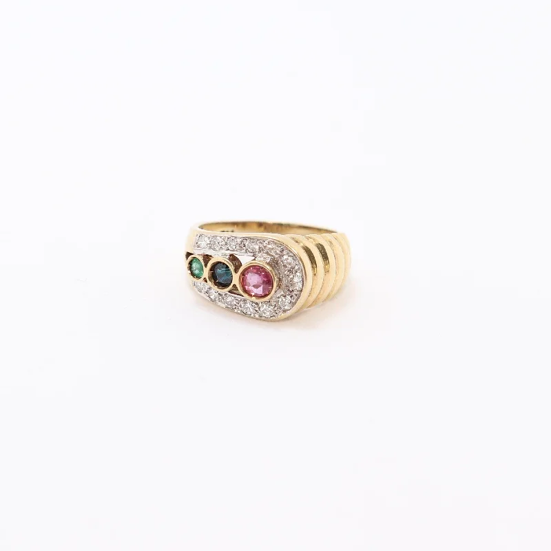 Adjustable Ring Sizes for Women's Rings in Stainless SteelYellow Gold Blue and Pink Sapphire with Emerald and Diamond Dress Ring Adjustable Ring Sizes for Women's Rings in Stainless SteelYellow Gold Blue and Pink Sapphire with Emerald and Diamond Dress Ring