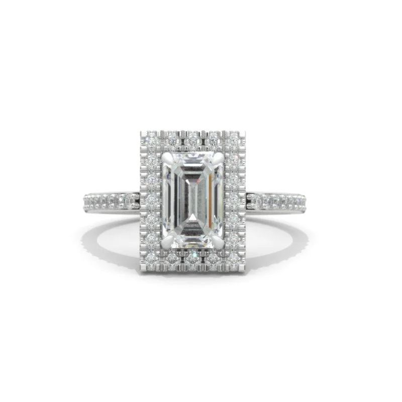 Men's Topaz Engagement Rings in 10K Gold with a Channel - Set Diamond Band2 Carat Emerald Cut Moissanite Halo Gold Engagement Ring Men's Topaz Engagement Rings in 10K Gold with a Channel - Set Diamond Band2 Carat Emerald Cut Moissanite Halo Gold Engagement Ring