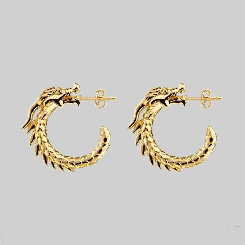 Vintage hoop earringsDRAKE. Dragon Hoop Earrings - Gold