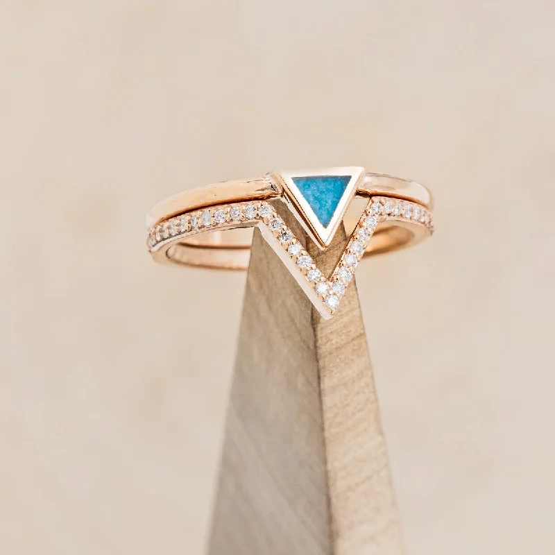 Men's Lapis Lazuli Engagement Rings in Sterling Silver with a Star - Shaped Stone Setting"MERA" - TRIANGLE TURQUOISE ENGAGEMENT RING WITH A DIAMOND V-SHAPED STACKER Men's Lapis Lazuli Engagement Rings in Sterling Silver with a Star - Shaped Stone Setting"MERA" - TRIANGLE TURQUOISE ENGAGEMENT RING WITH A DIAMOND V-SHAPED STACKER