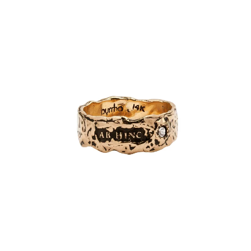 Minimalist Women's Rings with a Single Pearl in 14K Gold - Plated BandsFrom Here On Wide 14K Gold Diamond Set Textured Band Ring Minimalist Women's Rings with a Single Pearl in 14K Gold - Plated BandsFrom Here On Wide 14K Gold Diamond Set Textured Band Ring