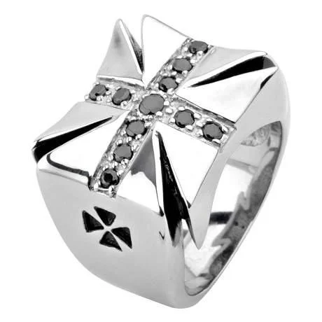 Men's spinning rings for fidget - friendly useStainless Steel Cross with Modern Gem Ring-38mm Men's spinning rings for fidget - friendly useStainless Steel Cross with Modern Gem Ring-38mm