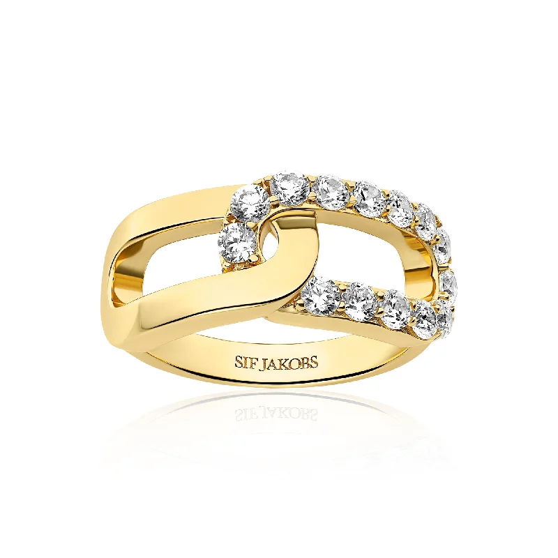 Women's 18K Gold Solitaire Diamond Ring for an Elegant Everyday LookCapizzi Due Gold Plated Ring w. Zirconia