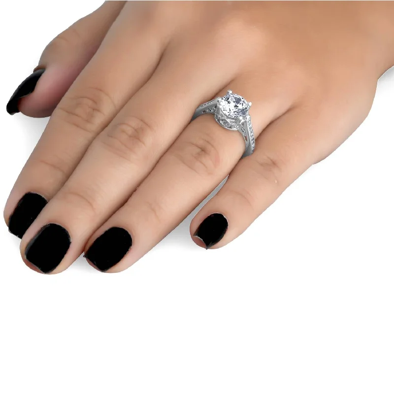 Halo - Style Women's Diamond Rings with a Center Diamond Surrounded by Smaller Diamonds in 18K GoldCertified 2 1/3Ct Diamond Engagement Ring White Gold Lab Grown