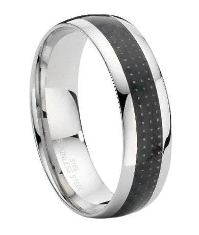 Men's high - quality handmade rings for artisanal appealStainless Steel Ring with Carbon Fiber Inset-8MM Men's high - quality handmade rings for artisanal appealStainless Steel Ring with Carbon Fiber Inset-8MM
