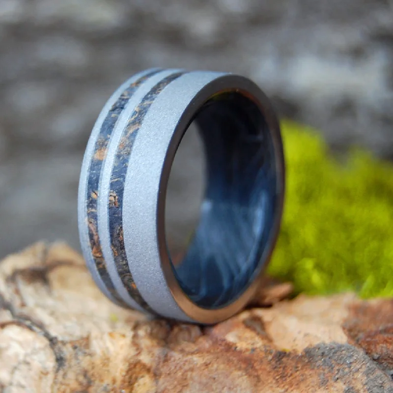 Men's skull - shaped rings for a gothic styleMr. Sandman | Men's Box Elder Wood, Mokume Gane & Titanium Wedding Ring