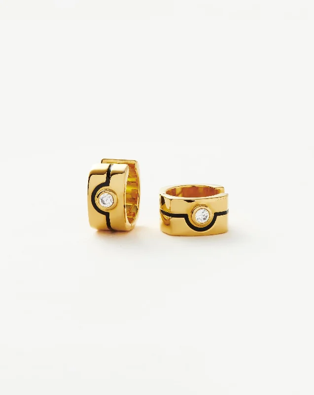 Diamond hoop earringsEnamel & Stone Square Mini Hoop Earrings