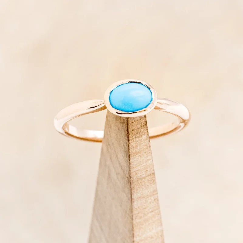 Men's Tourmaline Engagement Rings in 18K Two - Tone Gold with a Floral - Inspired SettingOVAL BLUE BIRD TURQUOISE ENGAGEMENT RING Men's Tourmaline Engagement Rings in 18K Two - Tone Gold with a Floral - Inspired SettingOVAL BLUE BIRD TURQUOISE ENGAGEMENT RING